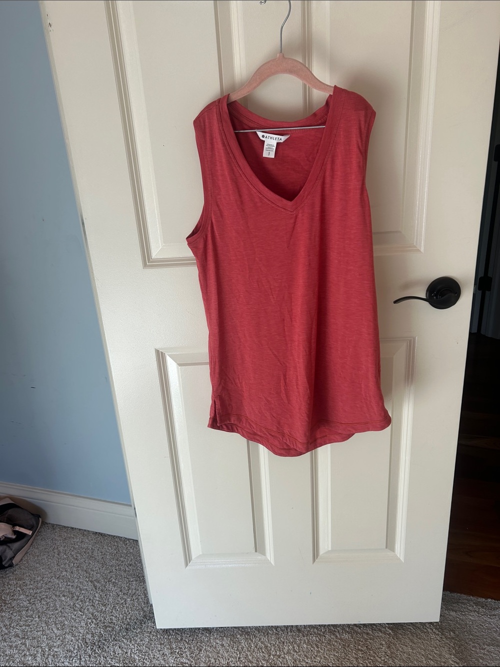 Athleta Red Sleeveless V-Neck Tank Top